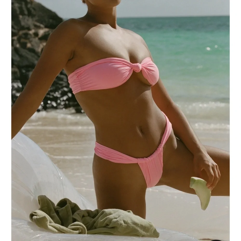 Stone Fox Swim Light Blue Twist Bandeau Bikini